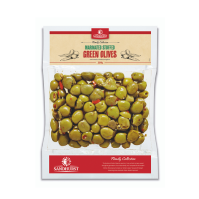 s/hurst marinated stuff green olive bag 350g