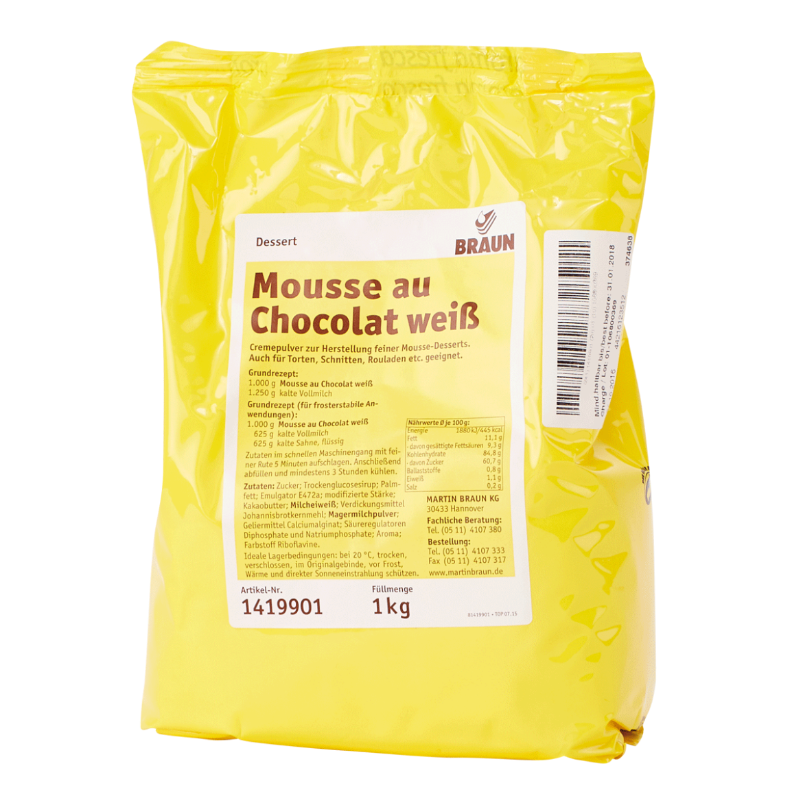 braun chocolate mousse 1kg *bb 31/10/26*